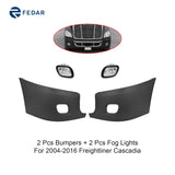 2 Pcs Side Bumpers & Pair Fog Lights For 2004-2016 Freightliner Cascadia