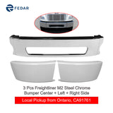 3 Pcs Steel Chrome Bumper fit Freightliner M2 Center+Left+Right Side