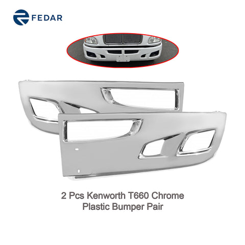Chrome Plastic Bumper Fit Kenworth T660 2008-2017 Pair